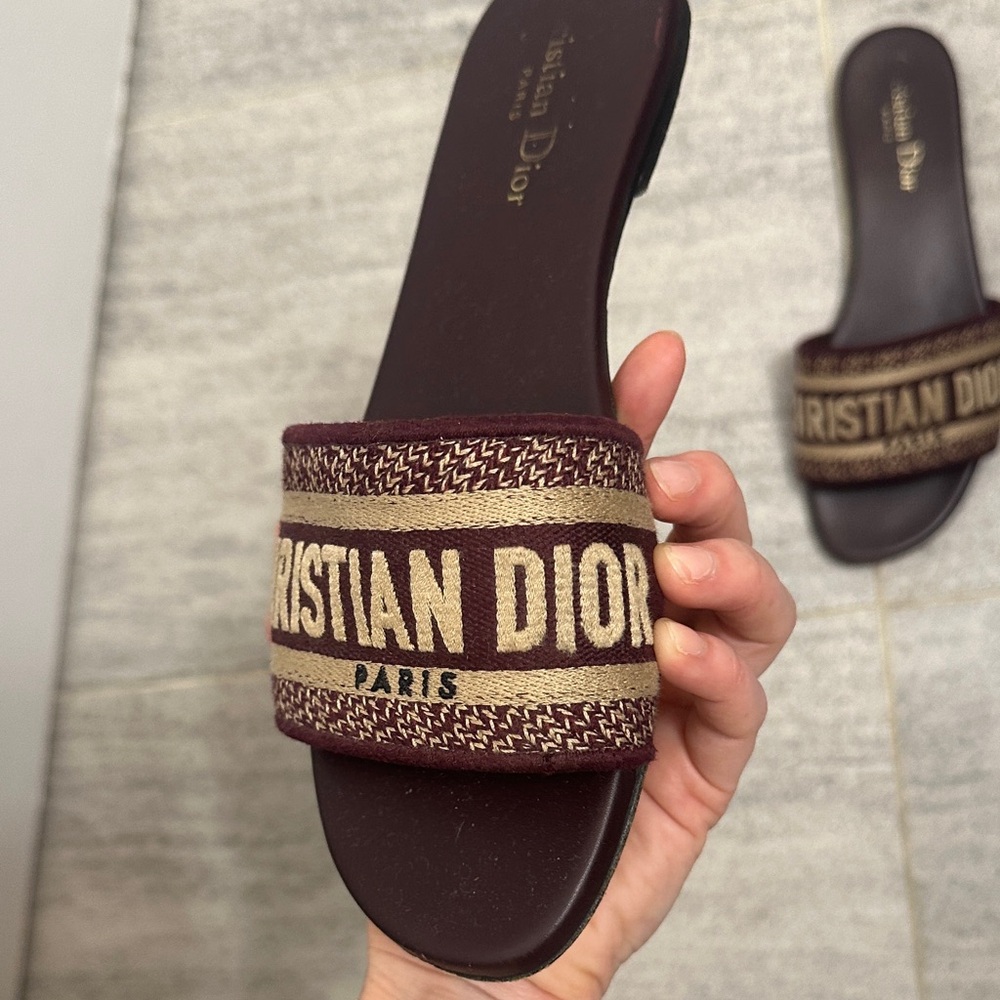 Dior DWAY Women's Maroon Slide Sandals - Picture 2 of 7